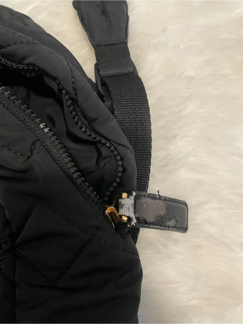 Marc Jacobs Black Quilted Nylon Backpack with Gold Plaque